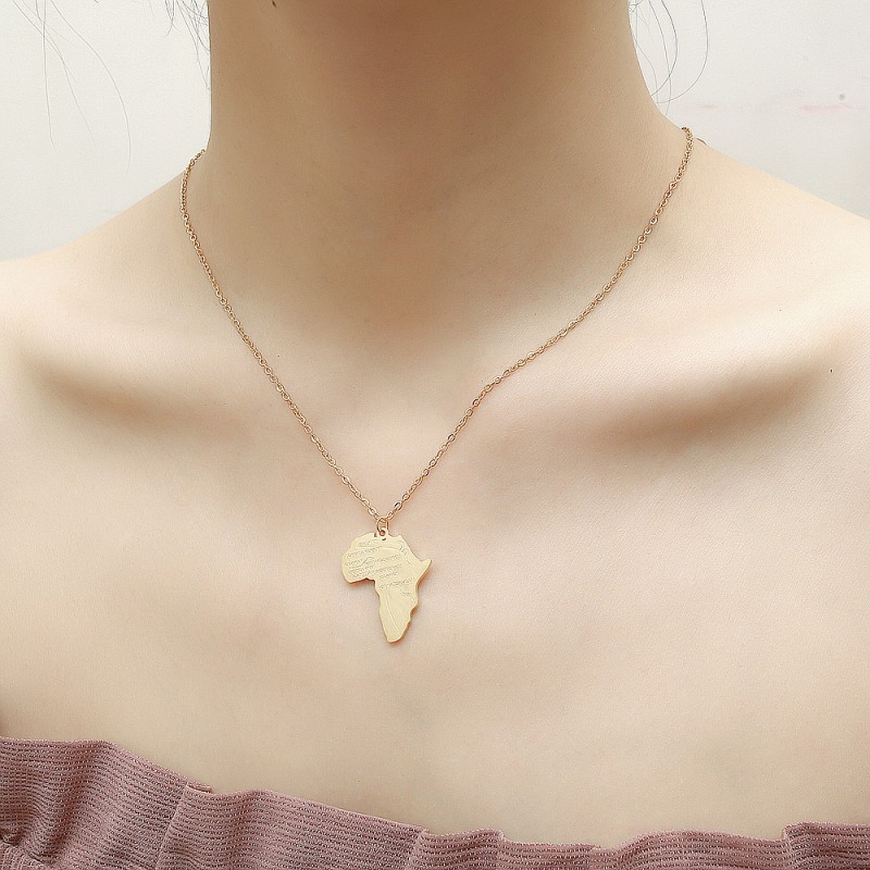 Africa map pendant stainless steel women necklace