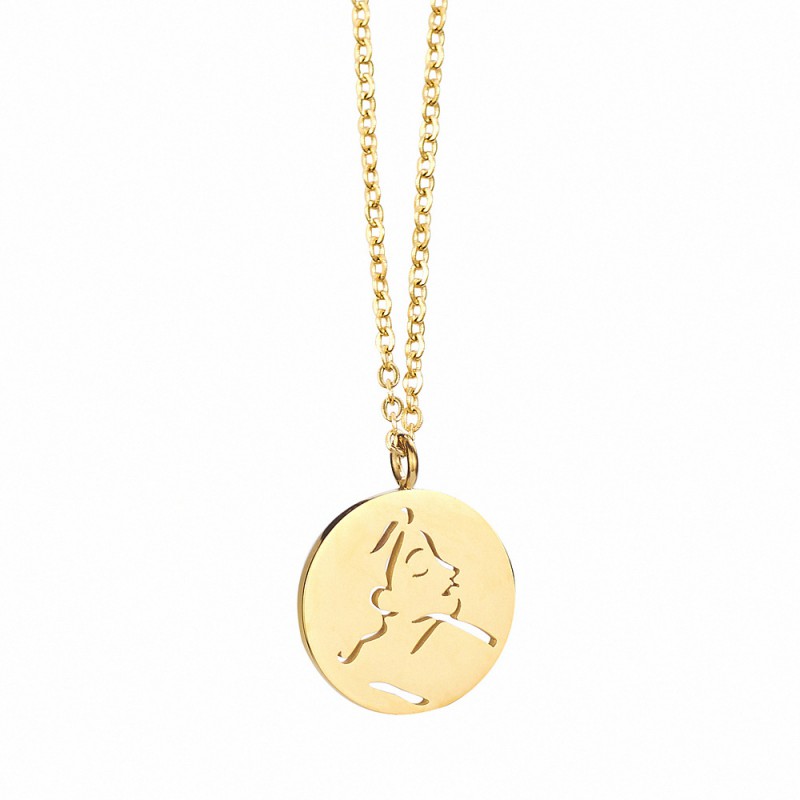 round pendant stainless steel necklace