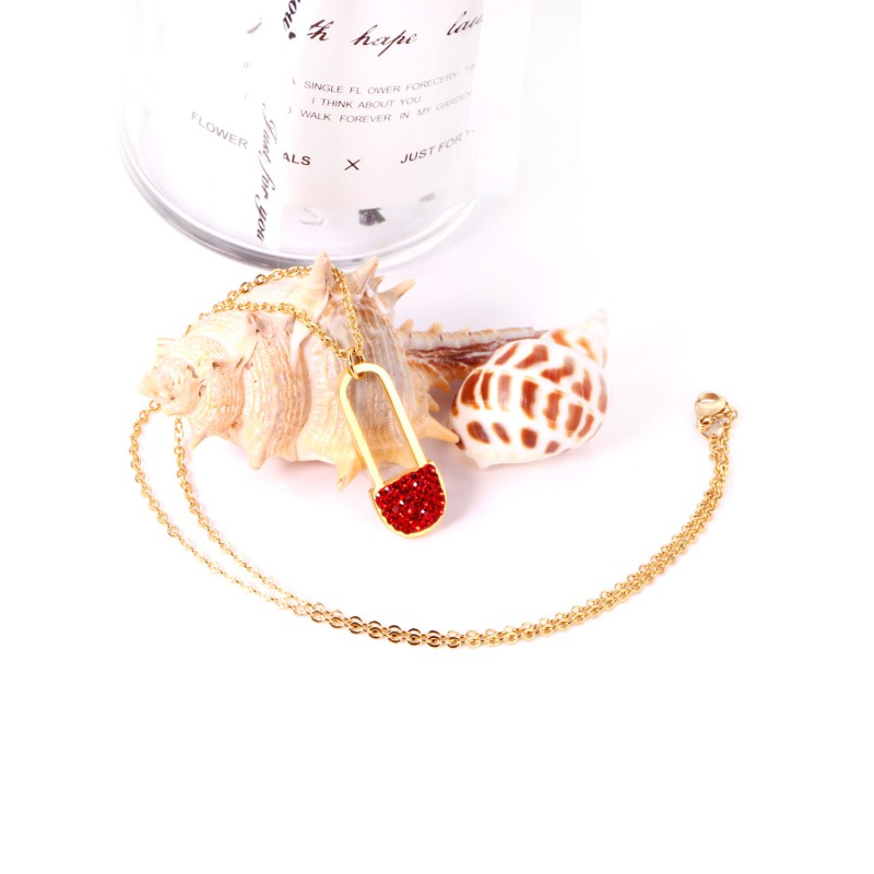 paper clip pendant stainless steel necklace