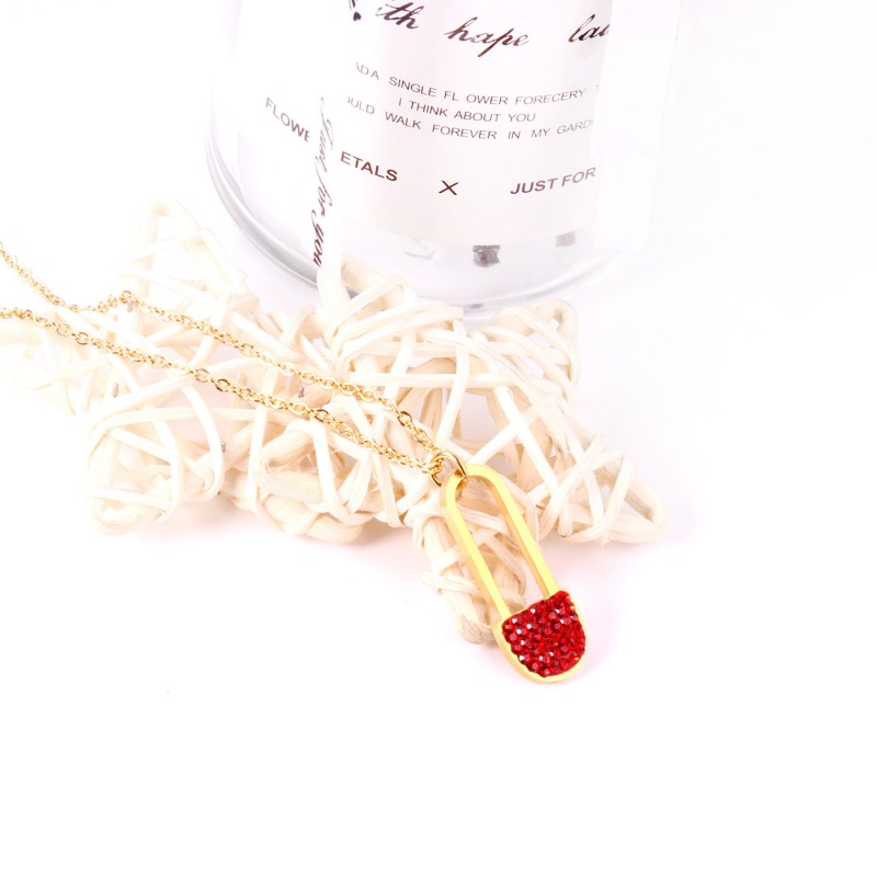paper clip pendant stainless steel necklace