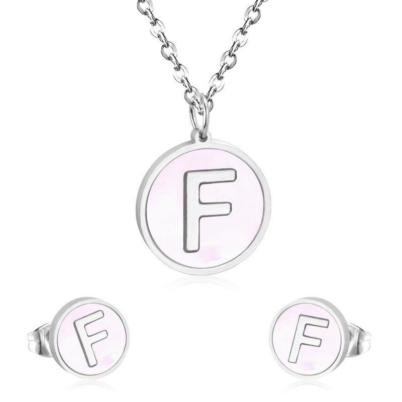 26 alphabets pendant necklace earrings jewelry sets stainless steel necklace