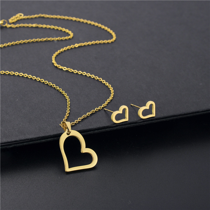 stainless steel earrings necklace jewelry sets
