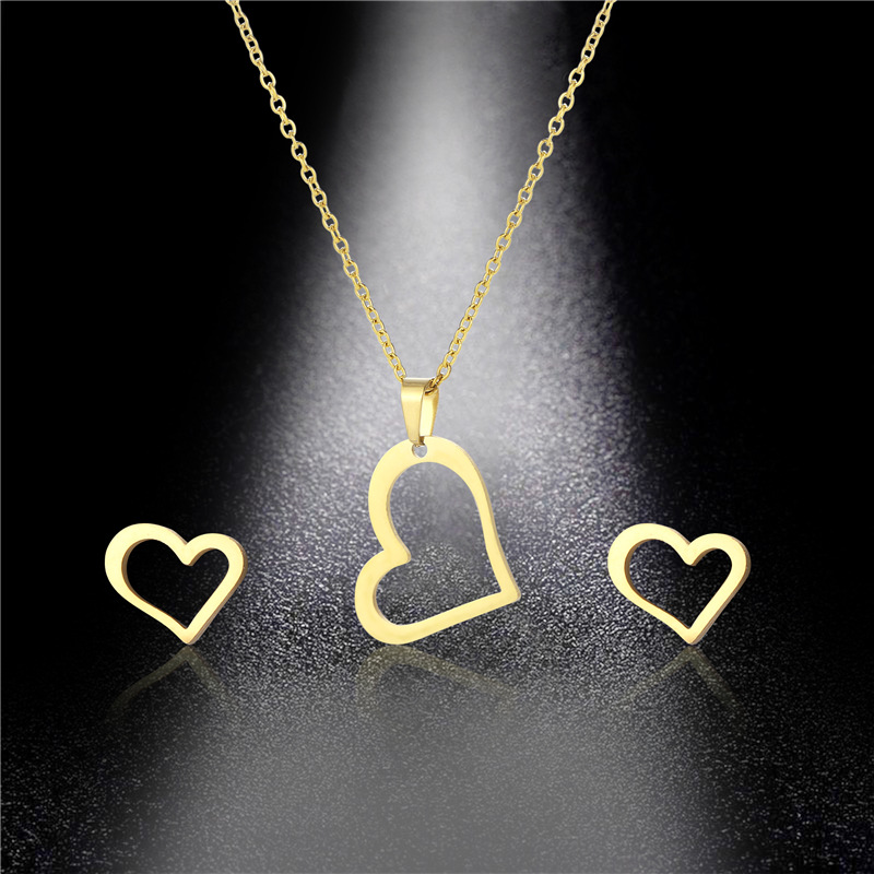 stainless steel earrings necklace jewelry sets