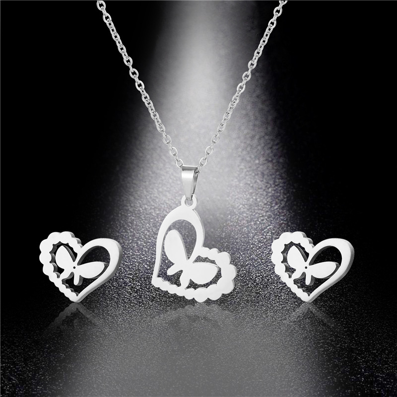 stainless steel earrings necklace jewelry sets