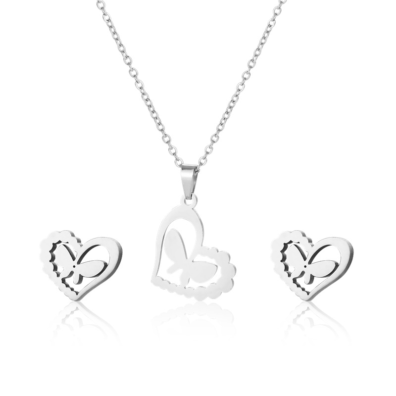 stainless steel earrings necklace jewelry sets