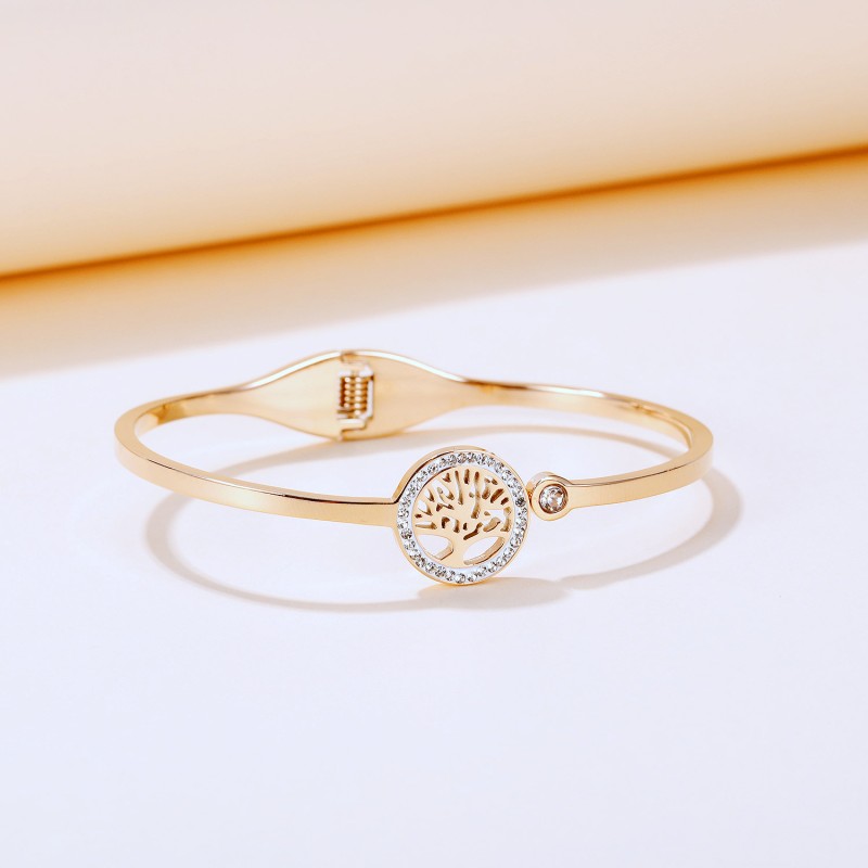 stainless steel love tree bangle