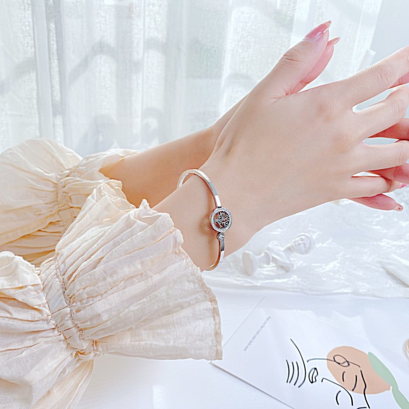 stainless steel love tree bangle