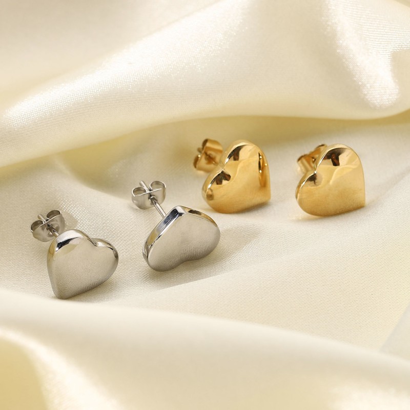 stainless steel heart stud