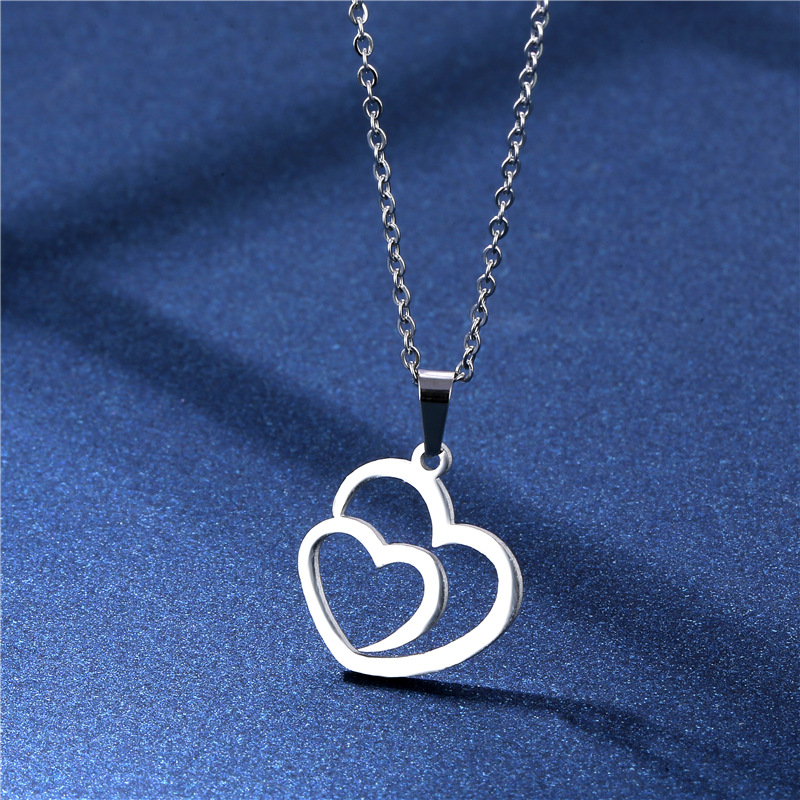 stainless steel  heart earrings necklace jewelry sets
