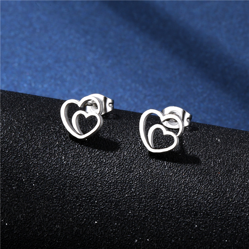 stainless steel  heart earrings necklace jewelry sets