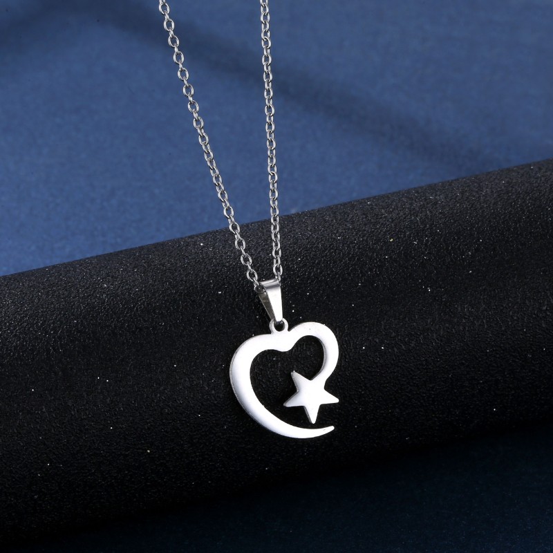 stainless steel  heart earrings necklace jewelry sets