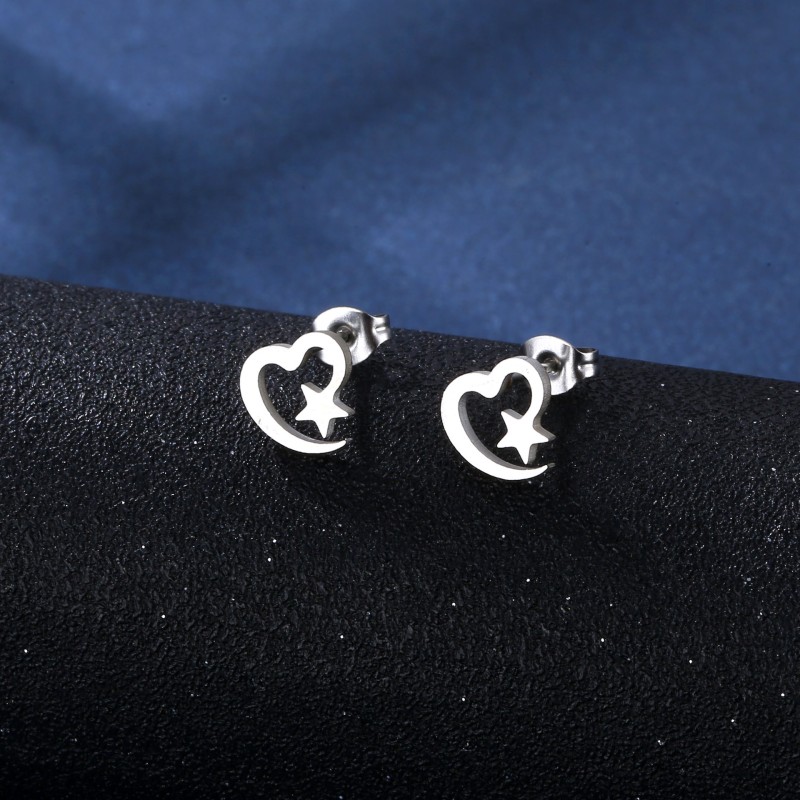 stainless steel  heart earrings necklace jewelry sets