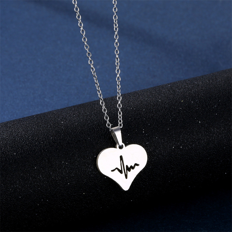 stainless steel  heart earrings necklace jewelry sets