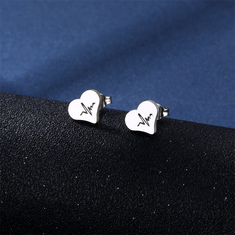stainless steel  heart earrings necklace jewelry sets