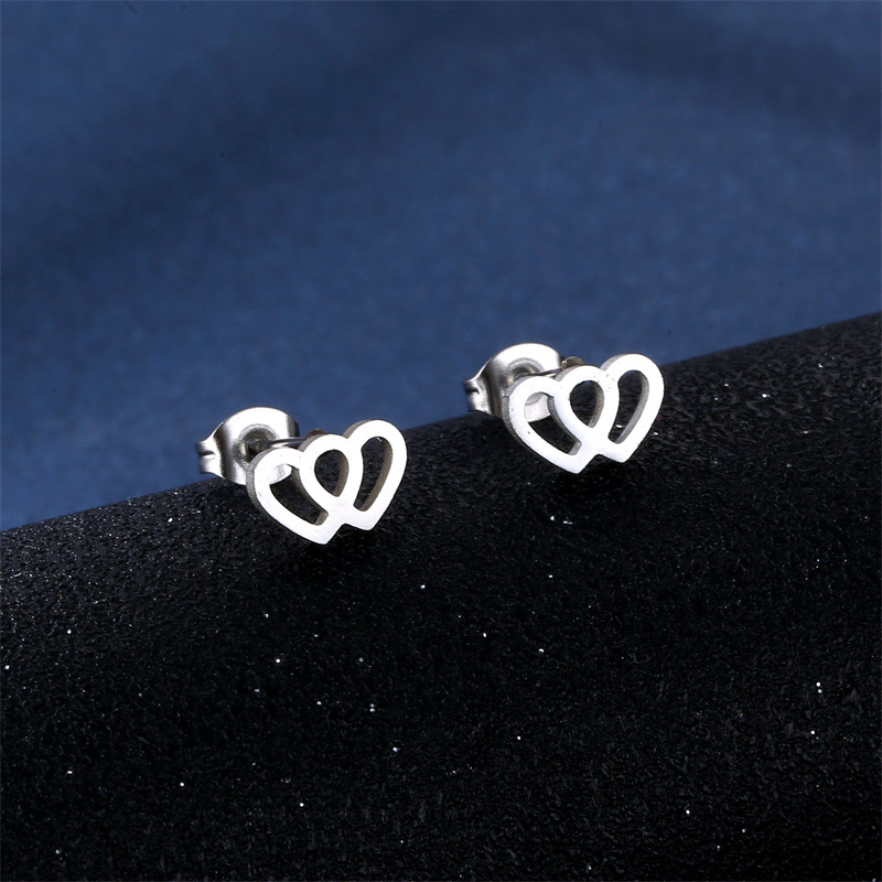 stainless steel  heart earrings necklace jewelry sets
