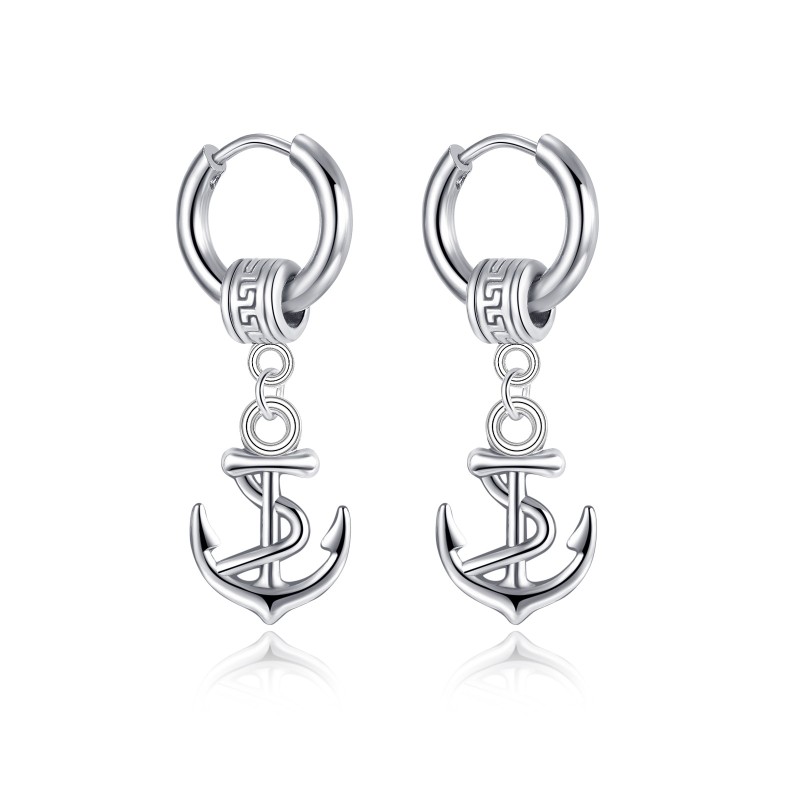 stainless steel ship anchor earrings