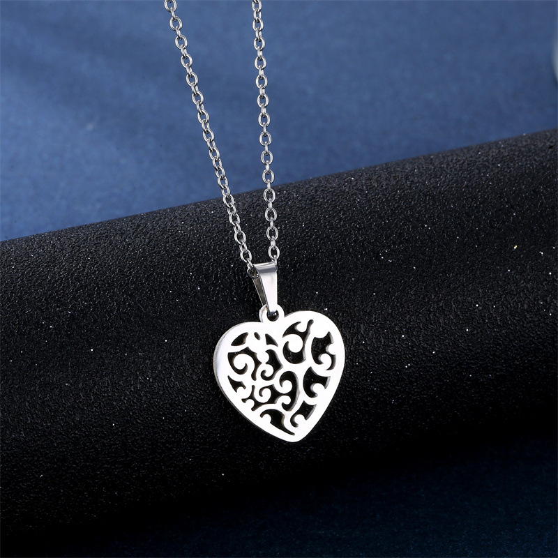 stainless steel  heart earrings necklace jewelry sets