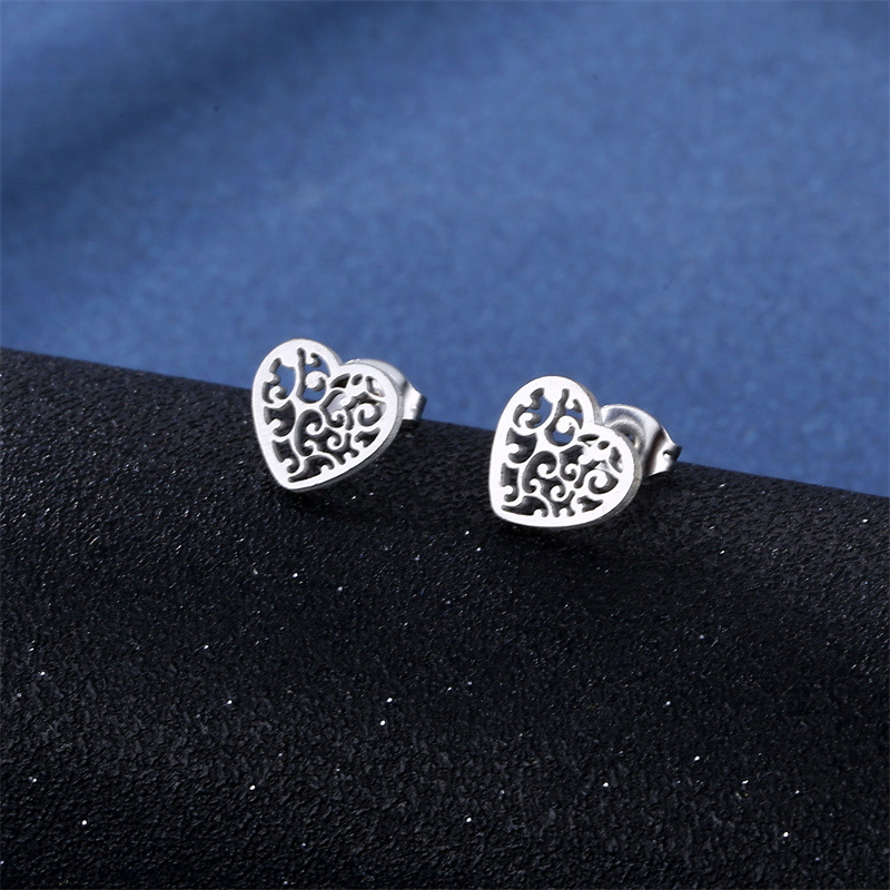 stainless steel  heart earrings necklace jewelry sets