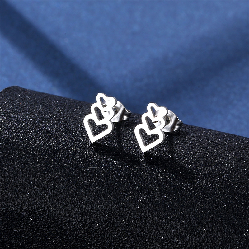 stainless steel  heart earrings necklace jewelry sets