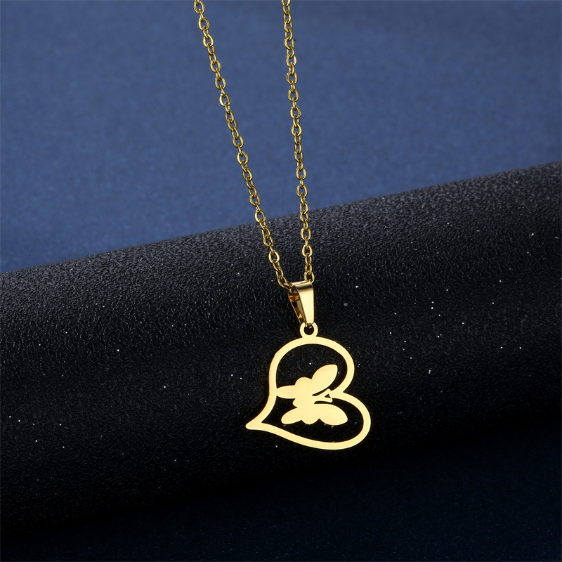stainless steel  heart earrings necklace jewelry sets