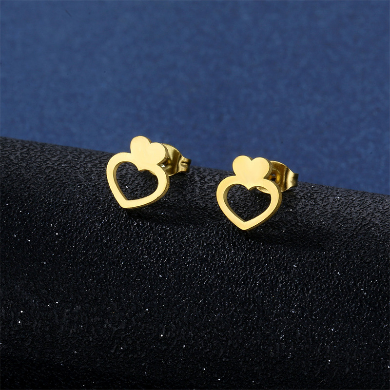 stainless steel  heart earrings necklace jewelry sets