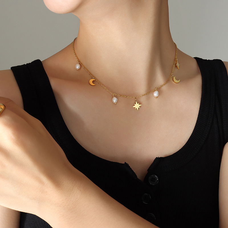 stainless steel moon necklace