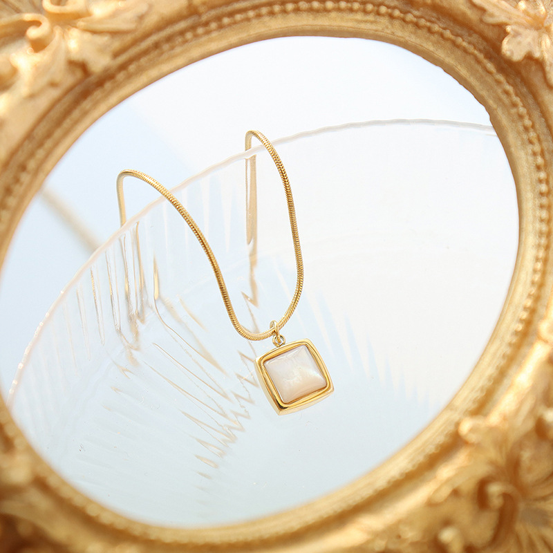 stainless steel square necklace