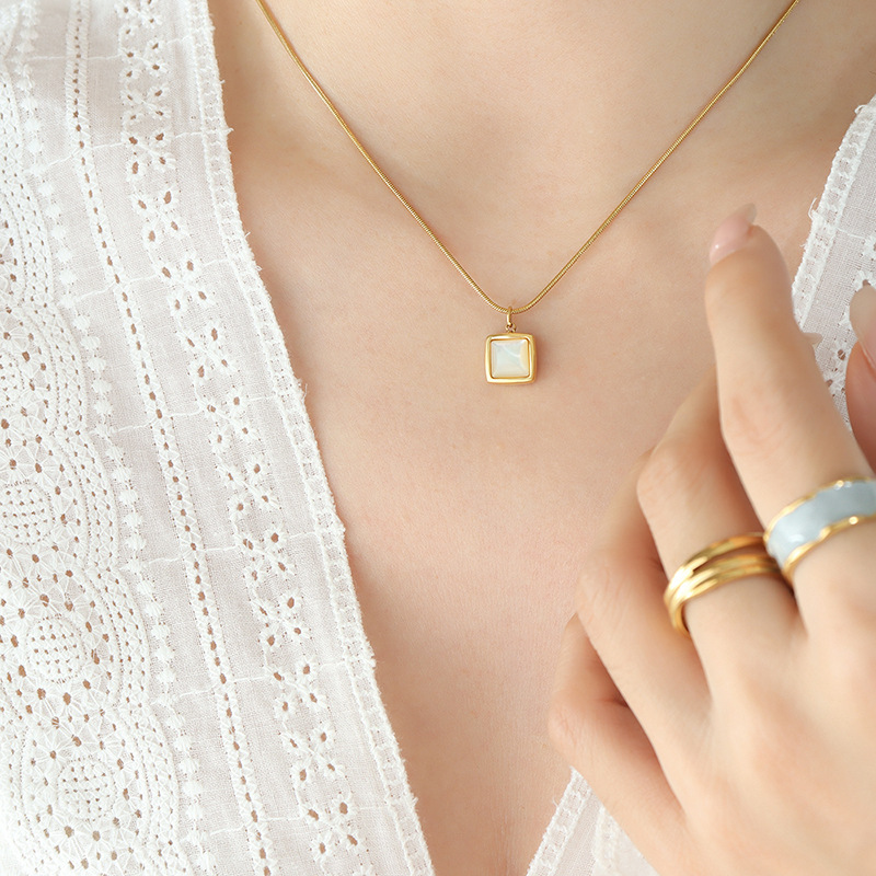 stainless steel square necklace