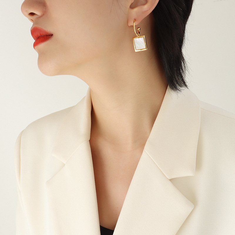 stainless steel square earrings
