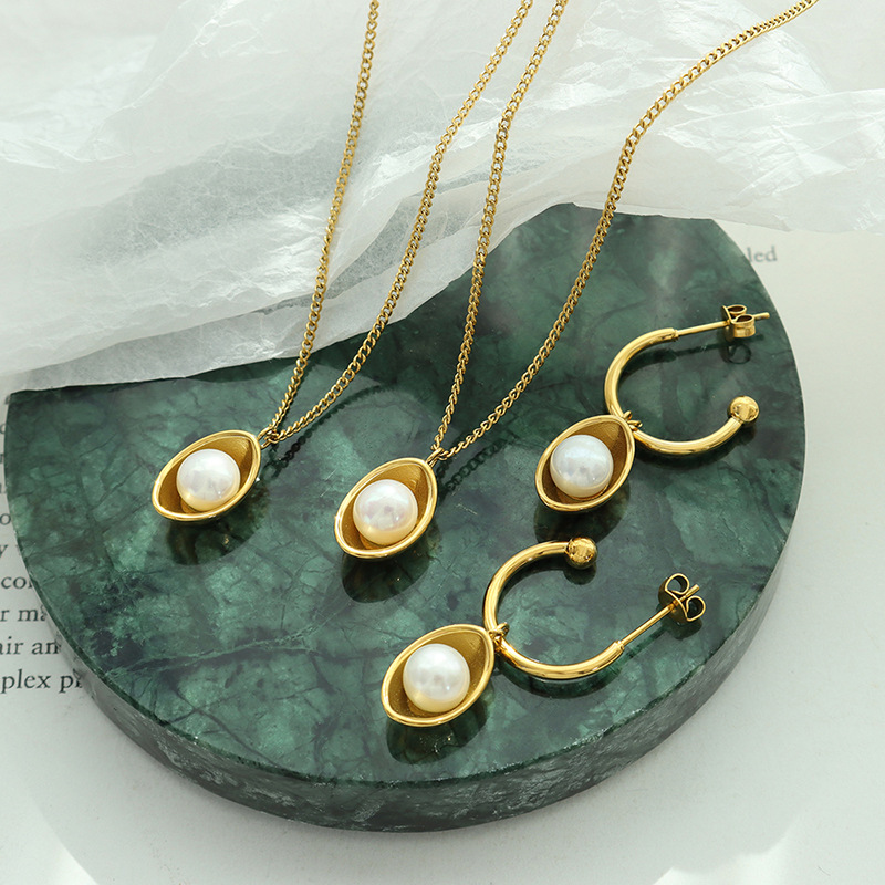 stainless steel  circal earrings necklace jewelry sets