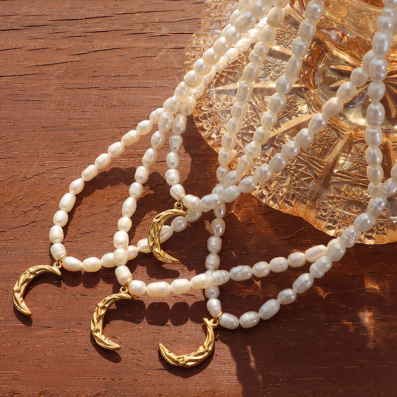 stainless steel moon necklace