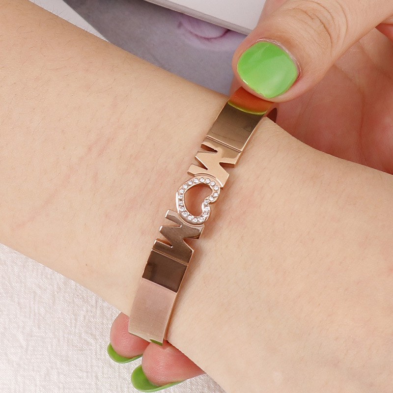 stainless steel heart mother love bracelet