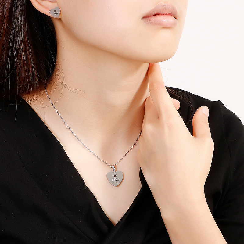 stainless steel heart mother love earrings necklace jewelry sets