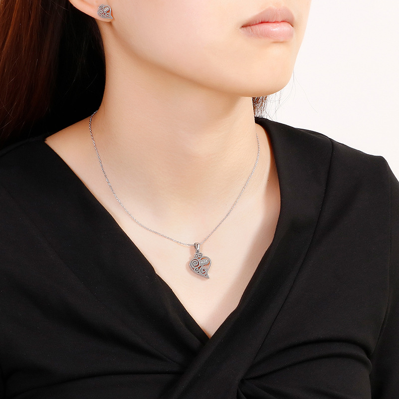 stainless steel heart mother love earrings necklace jewelry sets