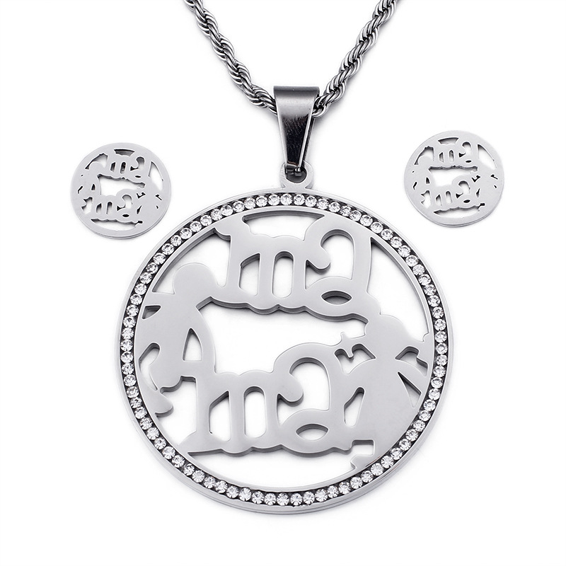 stainless steel circle Mother's Day Style necklace