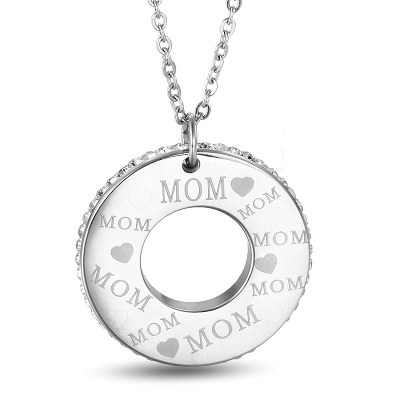 stainless steel letters MOM circle earrings necklace jewelry sets