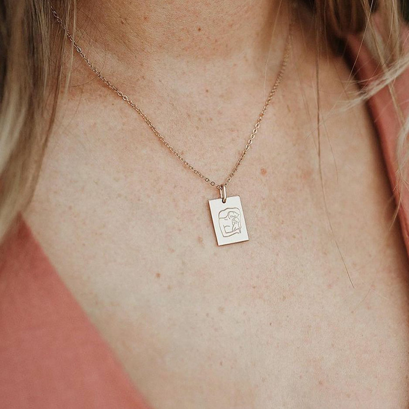 stainless steel square Mom's avatar necklace