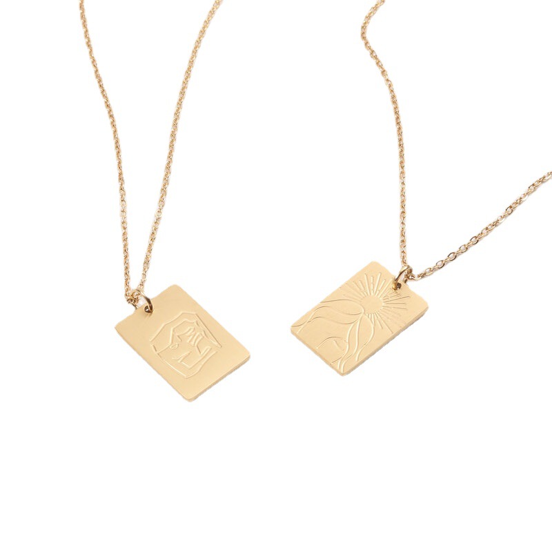 stainless steel square Mom's avatar necklace