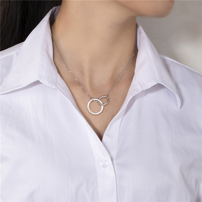 stainless steel circle mother love necklace