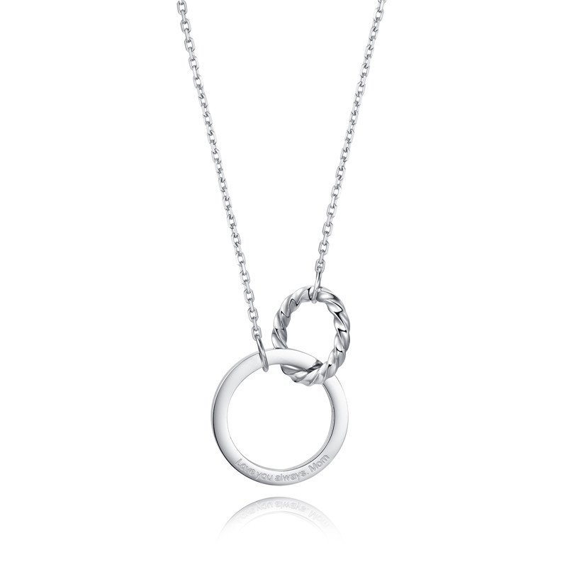 stainless steel circle mother love necklace