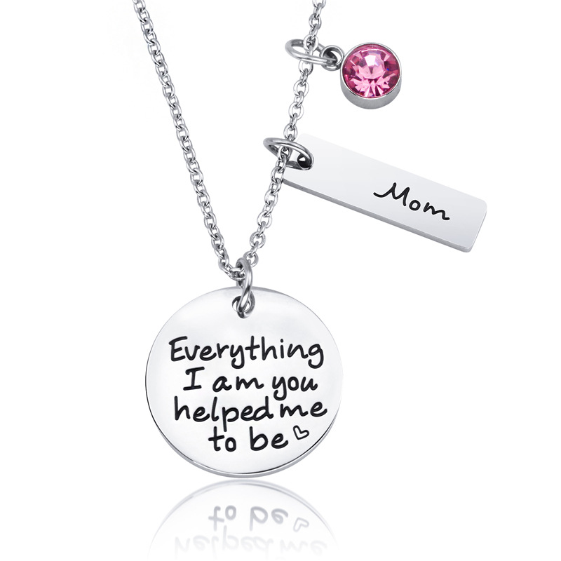 stainless steel circle Mother's Day Style necklace