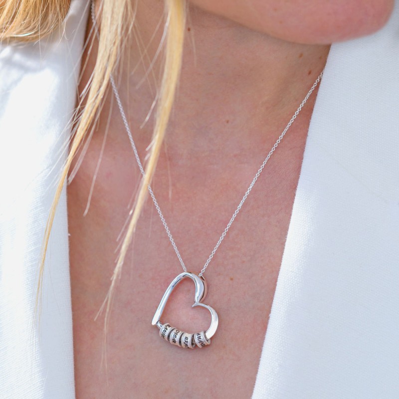 stainless steel heart lettering necklace