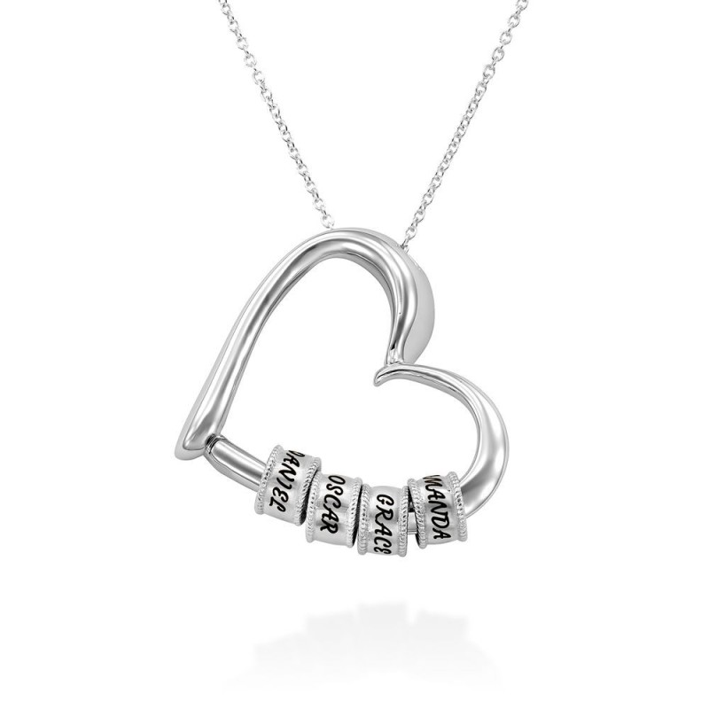 stainless steel heart lettering necklace
