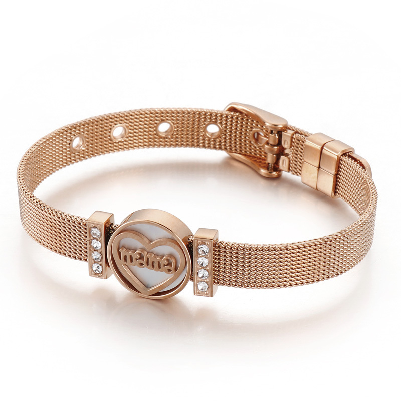 stainless steel letters MAMA heart bracelet