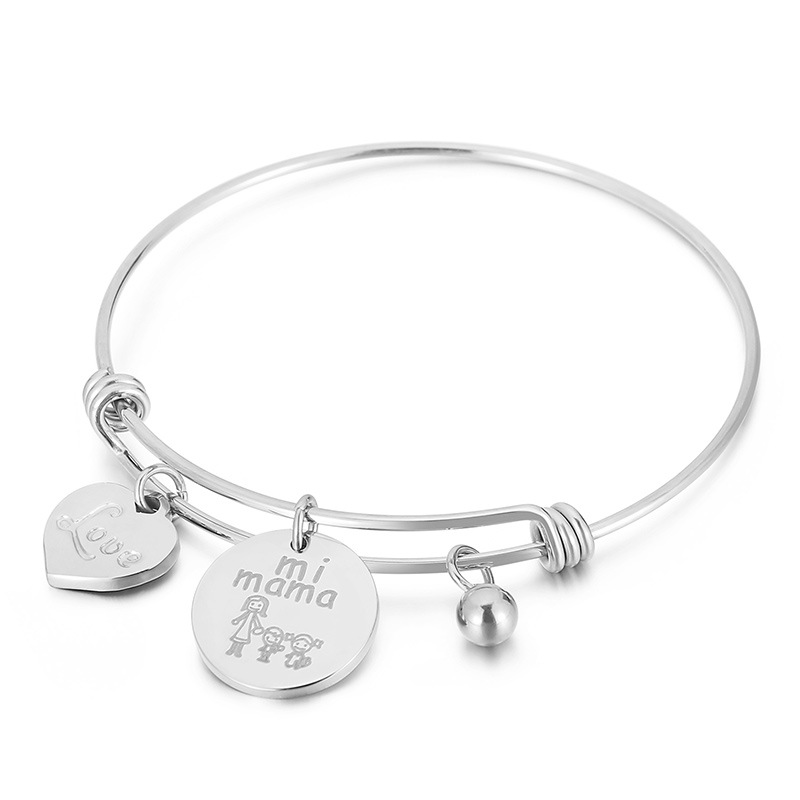 stainless steel letters love mi mama bracelet