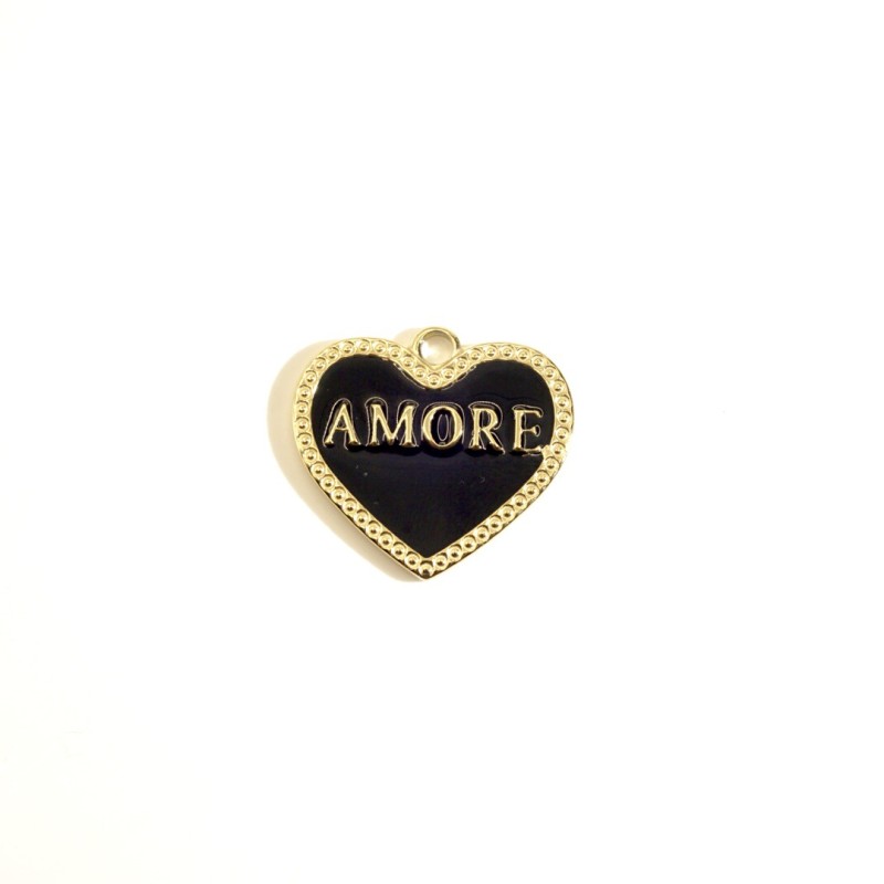 stainless steel 14k gold plating heart letters MOM pendant