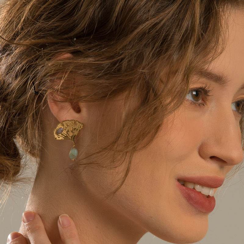 stainless steel  leaf earrings