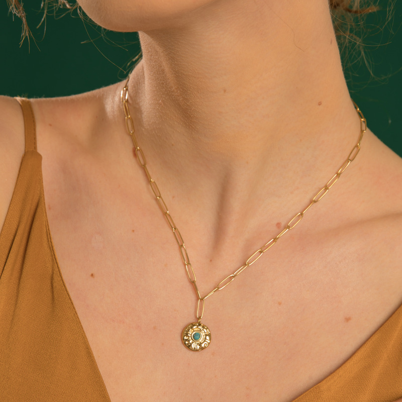 stainless steel circle necklace