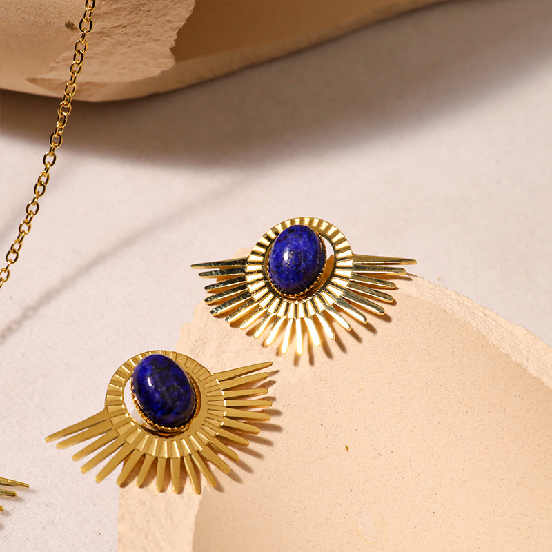 stainless steel  sector earrings necklace jewelry sets