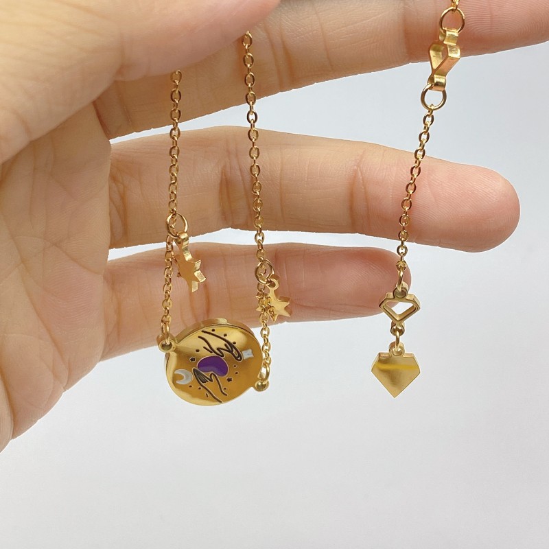 stainless steel gold plating circle TarotCard bracelet